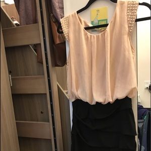 Formal two toned dress with pearl beading